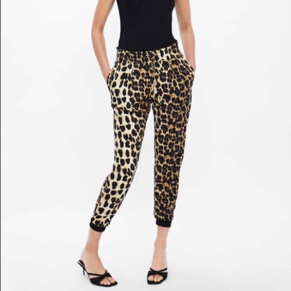 ZARA WOMAN LEOPARD ANIMAL PRINT JOGGER PANTS NEW